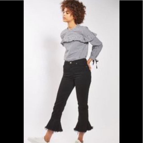 Topshop Moto Dree Cropped Kick Flare Black Jeans F. - Picture 7 of 16